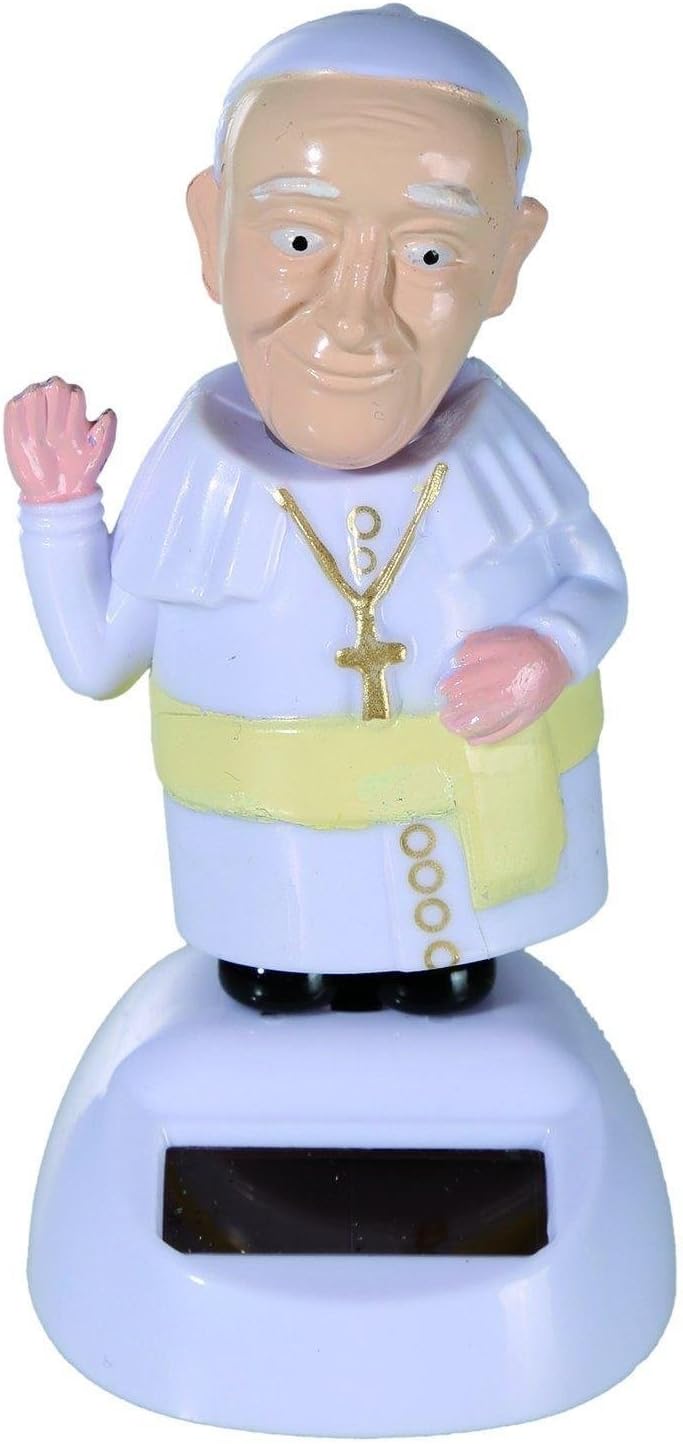 Giftbrit Pope Figure Solar PAL FF70, Blanc/Beige/Jaune, 6 x 5 x 10 cm
