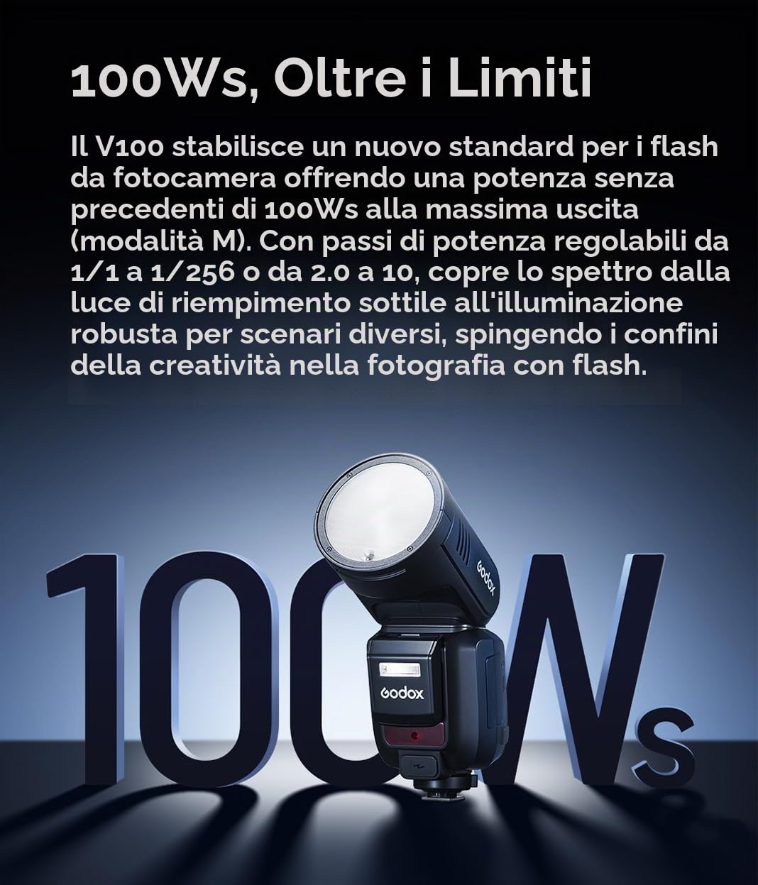 Godox V100-C 100W TTL Camera Flash per Canon,2.4G Wireless Testa Rotonda FotocameraFlash con FlashEsterno SU-1,HSS 1/8000s 2980mAh Flash Batteria al Litio,Godox V1Pro C Aggiornato