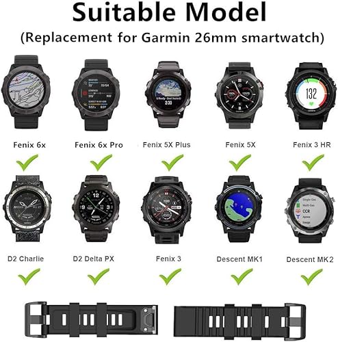 Miniatura 2 de Paquete de 6 anillos de sujeción de repuesto para Garmin Fenix 3Fenix 3 HRFenix 3 SapphireFenix 5XFenix 5X PlusFenix 6X y 6X ProFenix 7X y