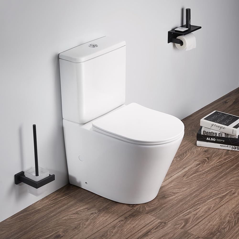 Milano Elements Chalk Round Close Coupled Toilet WC Soft Close Seat