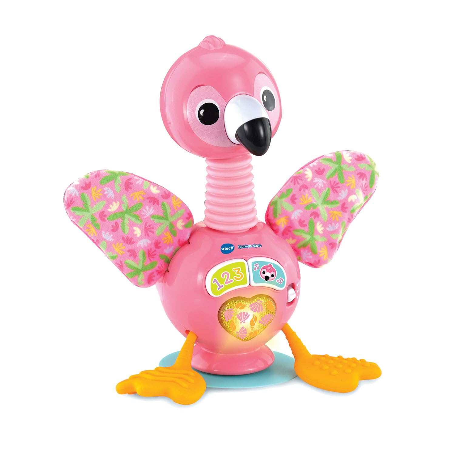VTech - Flamingo Rigolo - Flamant Rose Jouet Ventouse Chaise Haute - Jeux Sensoriel Bébé, Motricité Fine - Cadeau Bébé Dès 9 Mois - Contenu en Français