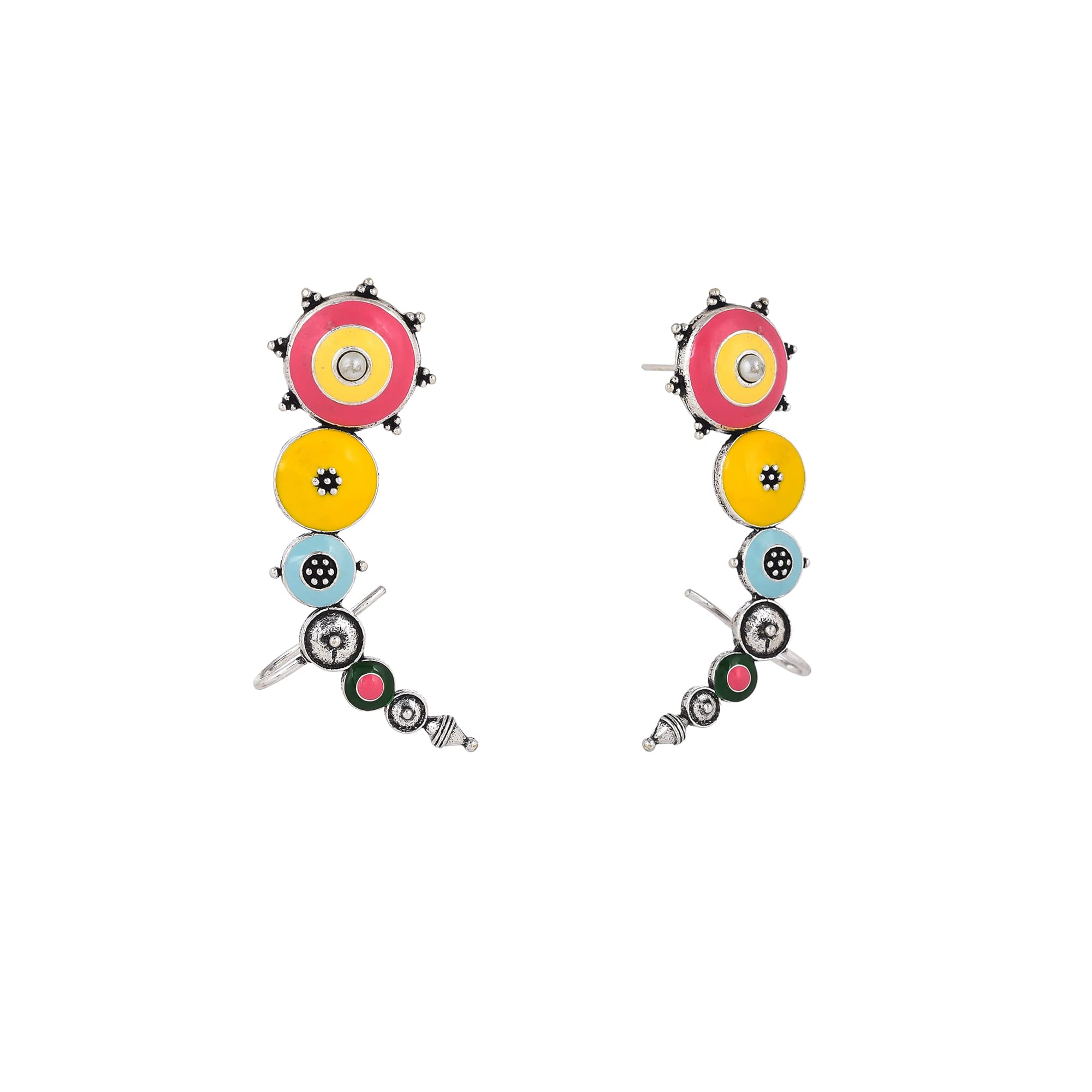 Folklore Enamel Cuff Earrings