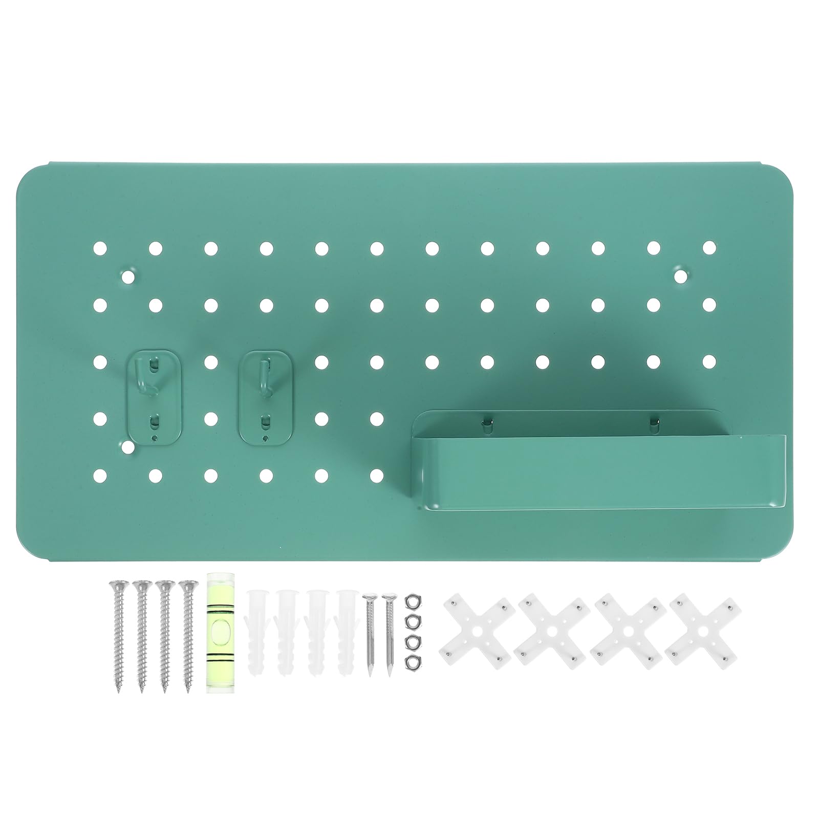 Alipis Organizador de Pared Tablero Perforado Metálico y Ganchos Doble, Caja Colgante Verde Menta para Almacenamiento en Escritorio y Taller, Fácil Instalación y Diseño Funcional