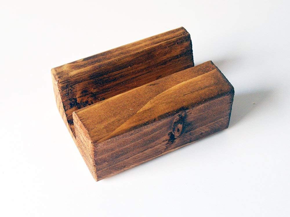 Business Card Holder | Rustic Wooden Business Card Stand | Craft Fair | Stand | Hand Made | Reclaimed Wood | Desk | Traditional Georgian Medium Oak | Office | Supplies