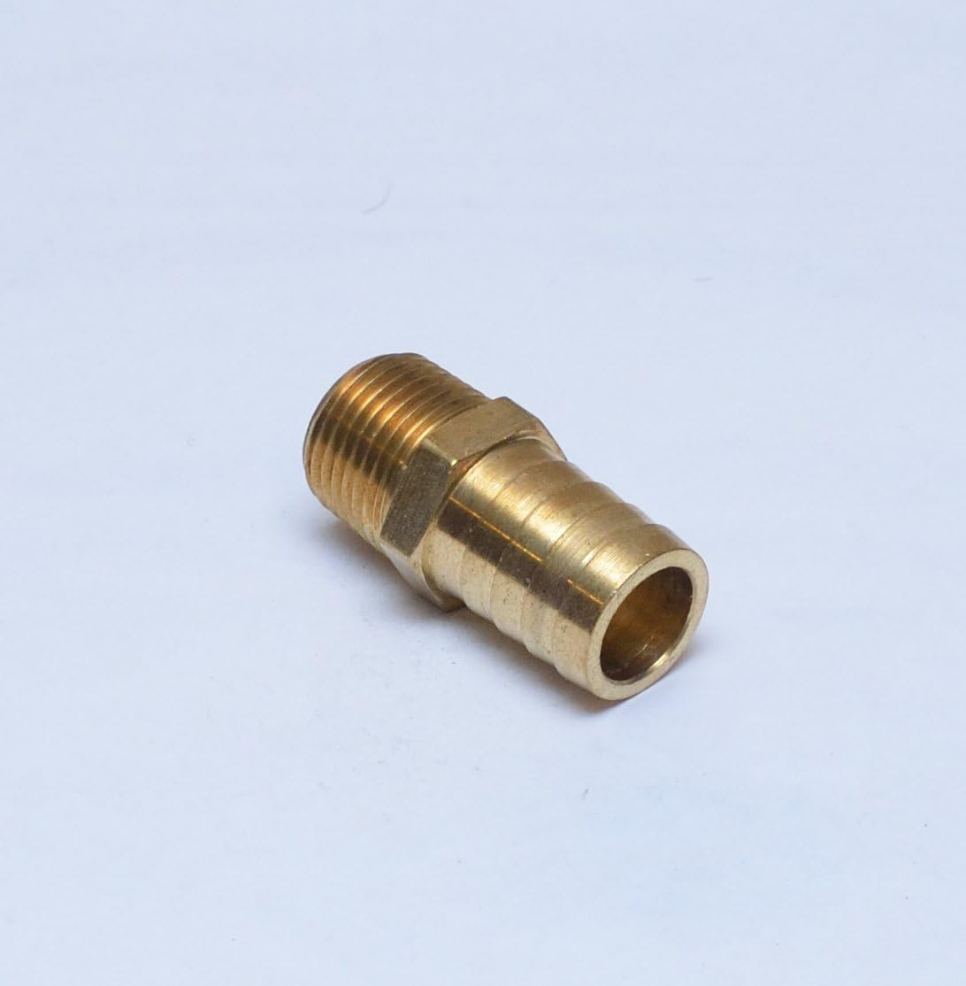 FasParts 3/4" Hose ID / Hose Barb to 1/2" Male NPT MIP MPT Straight Brass Fitting Fuel / Air / Water / Boat / Gas / Oil WOG