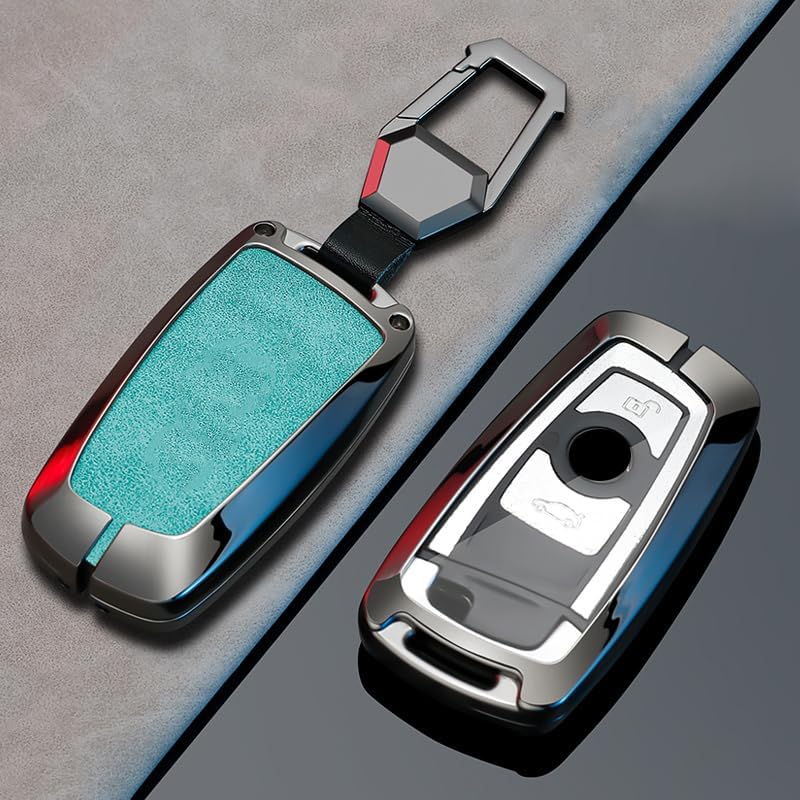 Funda para llave de coche BMW Serie 3 y 5 en negro con llavero mosquetón