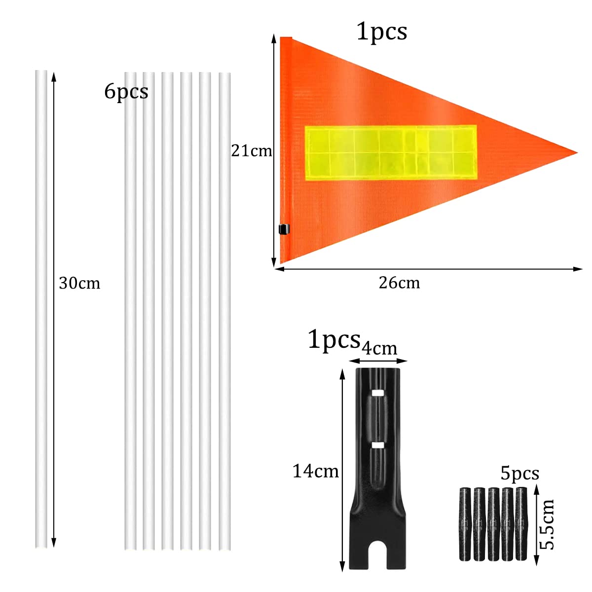 Bandiera Sicurezza Bicicletta | Riflettente Arancione | Palo Regolabile | Per Visibilità In Strada - Foto 3