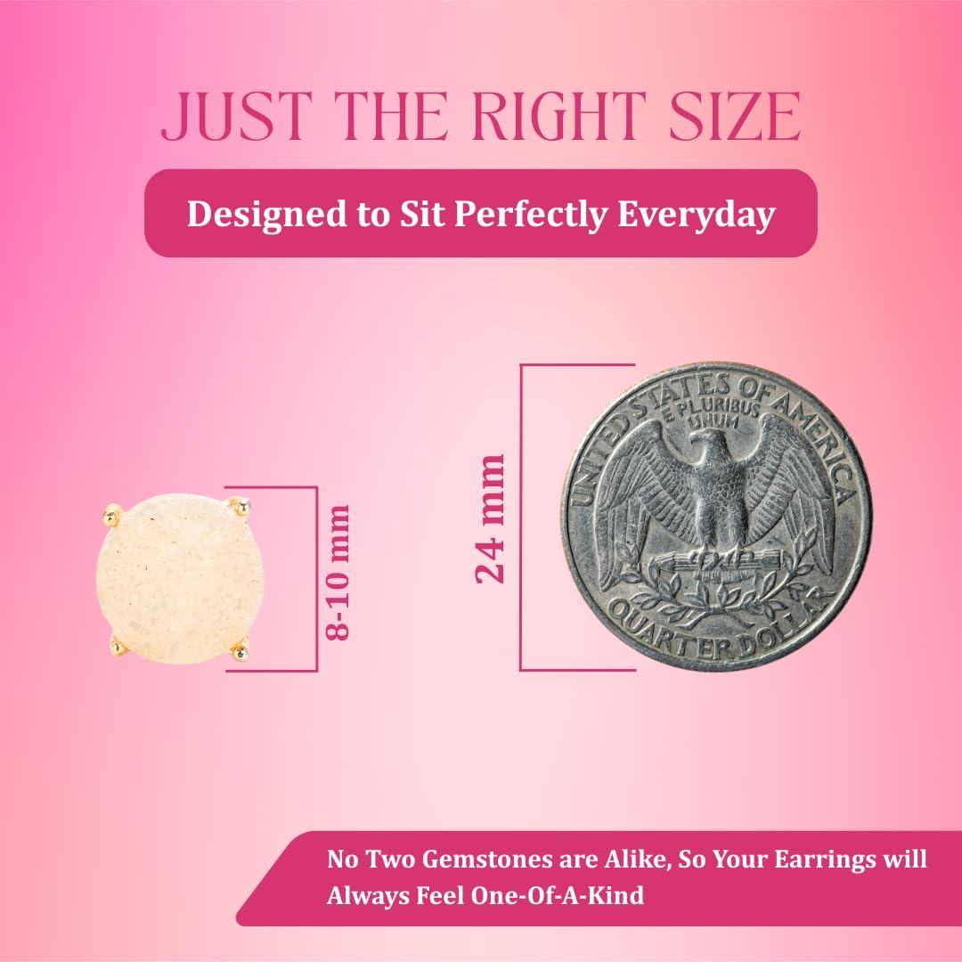 Gempires Gemstone Druzy Stud Earrings for Women 14k Gold Plated Handmade Prong Set Studs Raw Crystal Hypoallergenic Jewelry Minimalist Every Ocassion Gift - Image 6