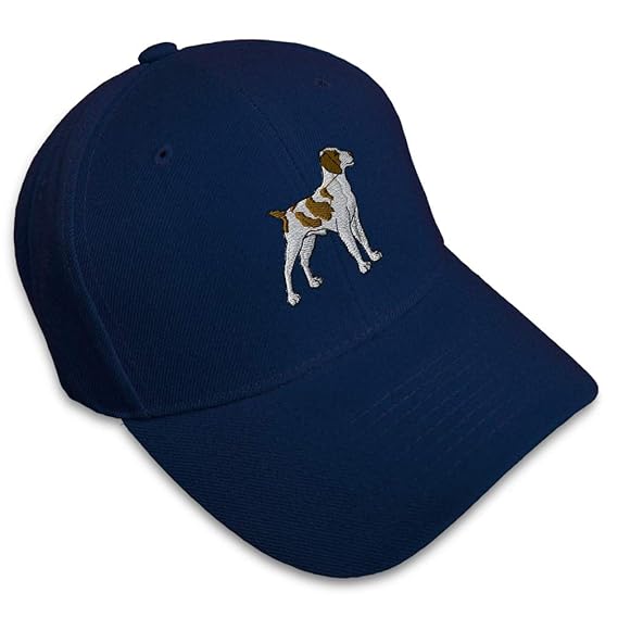 Brittany Spaniel Dogs Pets Embroidery Adjustable Structured Baseball Hat Navy