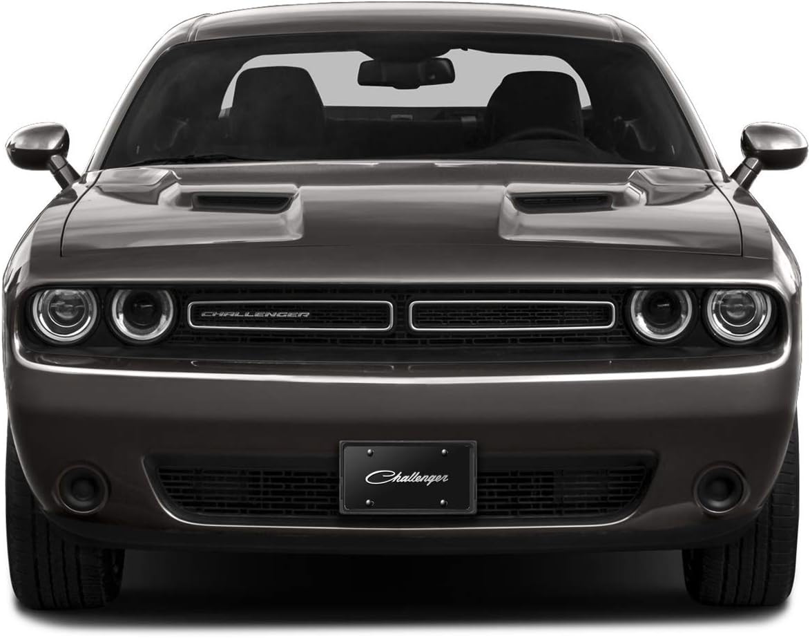 iPick Image for Dodge Challenger Classic 3D Logo on Black Stainless Steel License Plate - Official Licensed