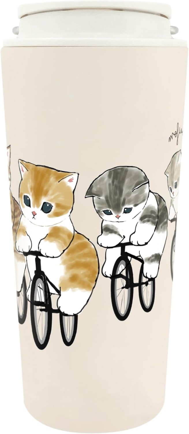 mofusand Vacuum Double Layer Carry Tumbler, 12.2 fl oz (360 ml), Handle, Lid Included, Mug, Hot or Cold Insulated, Cute, Cat 53-2181