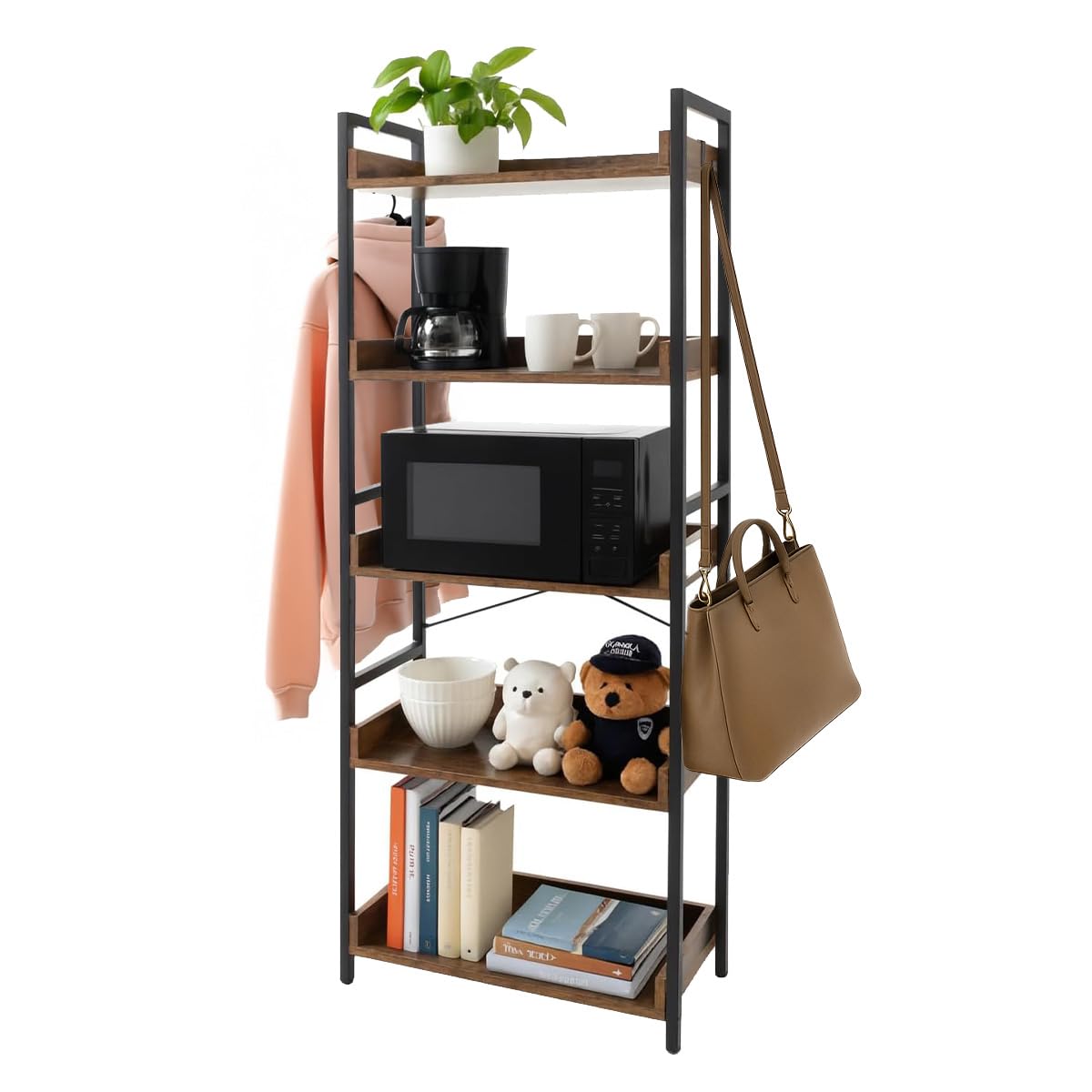 Amazon｜TOLAFF オープンラック 本棚 オープンシェルフ 木製 5段 30×80
