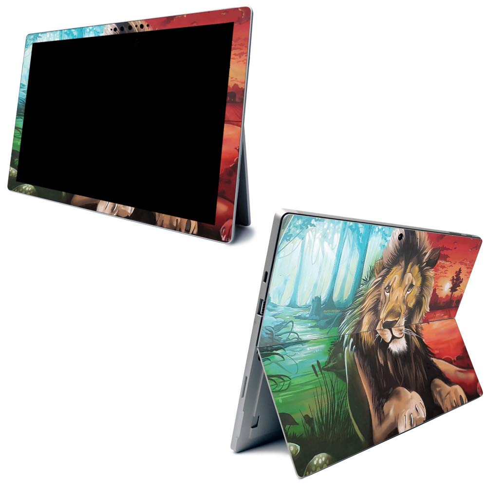 MightySkins Carbon Fiber Skin for Microsoft Surface Pro 7 - Split Lion | Textured Carbon Fiber Finish | Easy to Apply, Remove, and Change Styles | Made in The USA (CF-MISURPR7-Split Lion)