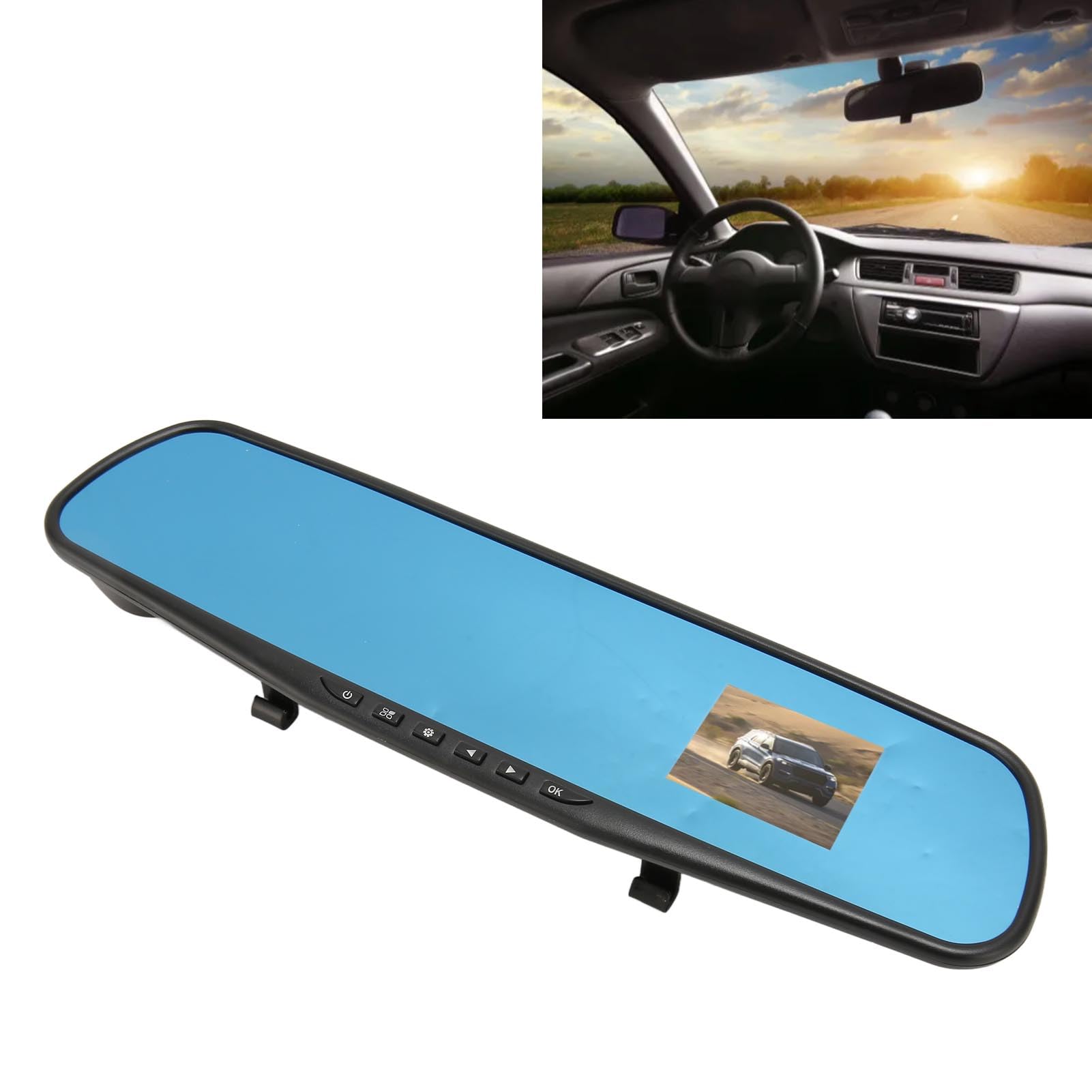 Espejo Retrovisor con Cámara Frontal y Sensor G Grabadora de Conducción de Vehículos Full HD 1080P de 2,4 Pulgadas para Coche Camión, Accesorios Profesionales