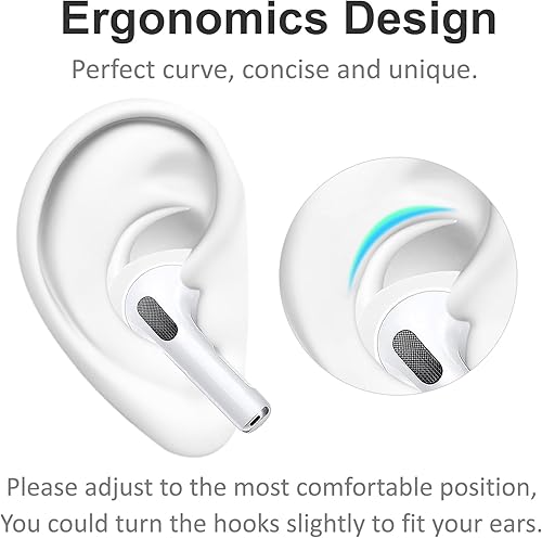 Miniatura 3 de A-Focus Compatible con AirPods 4 ganchos para las orejas, almohadillas deportivas de repuesto antideslizantes de silicona antideslizantes y