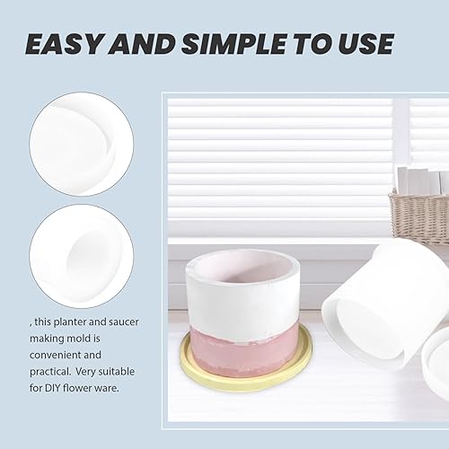 Miniatura 7 de Moldes de silicona, 1 juego de moldes para maceta, cilindro, molde de silicona, posavasos redondos, molde de silicona, molde de platillo de resina,