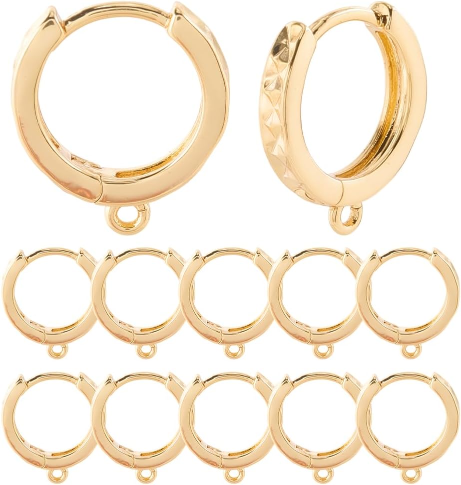 SUNNYCLUE 1 Box 24Pcs Huggie Hoop Earring Findings Leverback Hooks Bulk Real 18K Gold Plated Brass Earrings Hoop Hook with Latch Back Closure for Jewelry Making DIY Crafts Women Adults Accessories