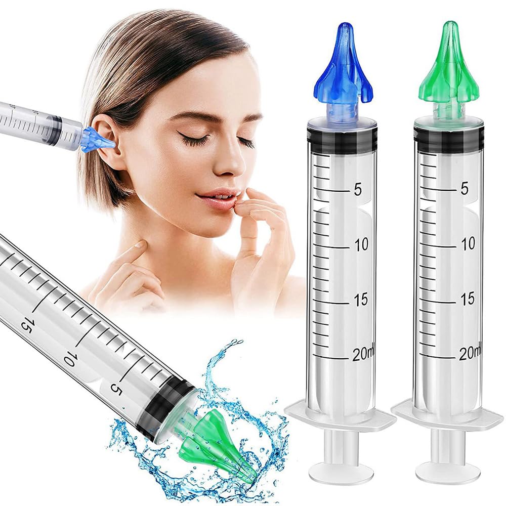 Zestaw do czyszczenia uszu dla zwierząt domowych, zawiera strzykawki 30 ml i 20 ml i 4 kolorowe dysze z wieloma otworami, delikatny roztwór czyszczący dla psów i kotów, narzędzie do płukania
