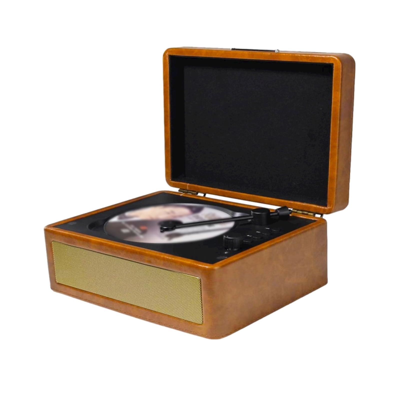CHICIRIS Reproductor de CD Reproductor de Música Portátil de Madera con Batería BT 5.0 2000 MAh Altavoces Duales HiFi Control Remoto USB TF para Amantes de la Música en Viajes en Casa (Caqui)