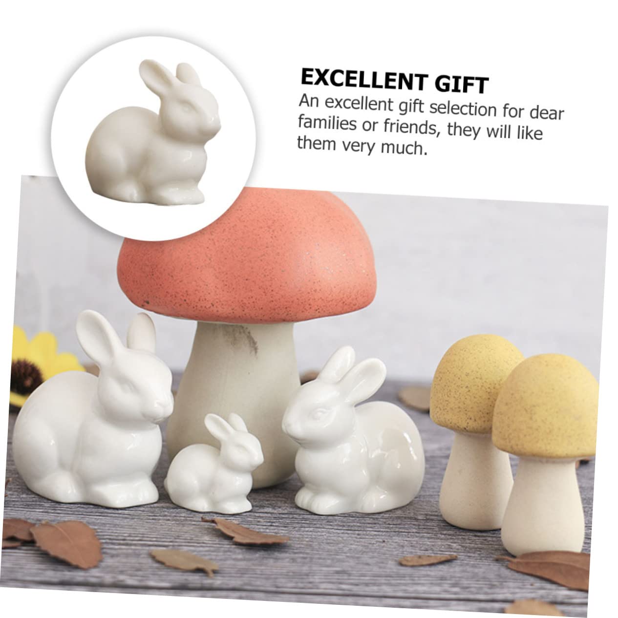 Sosoport 2 Set Di Decorazioni in Ceramica A Forma Di Coniglietto Per Statue Decorazioni Per Bonsai 5 Pezzi*2