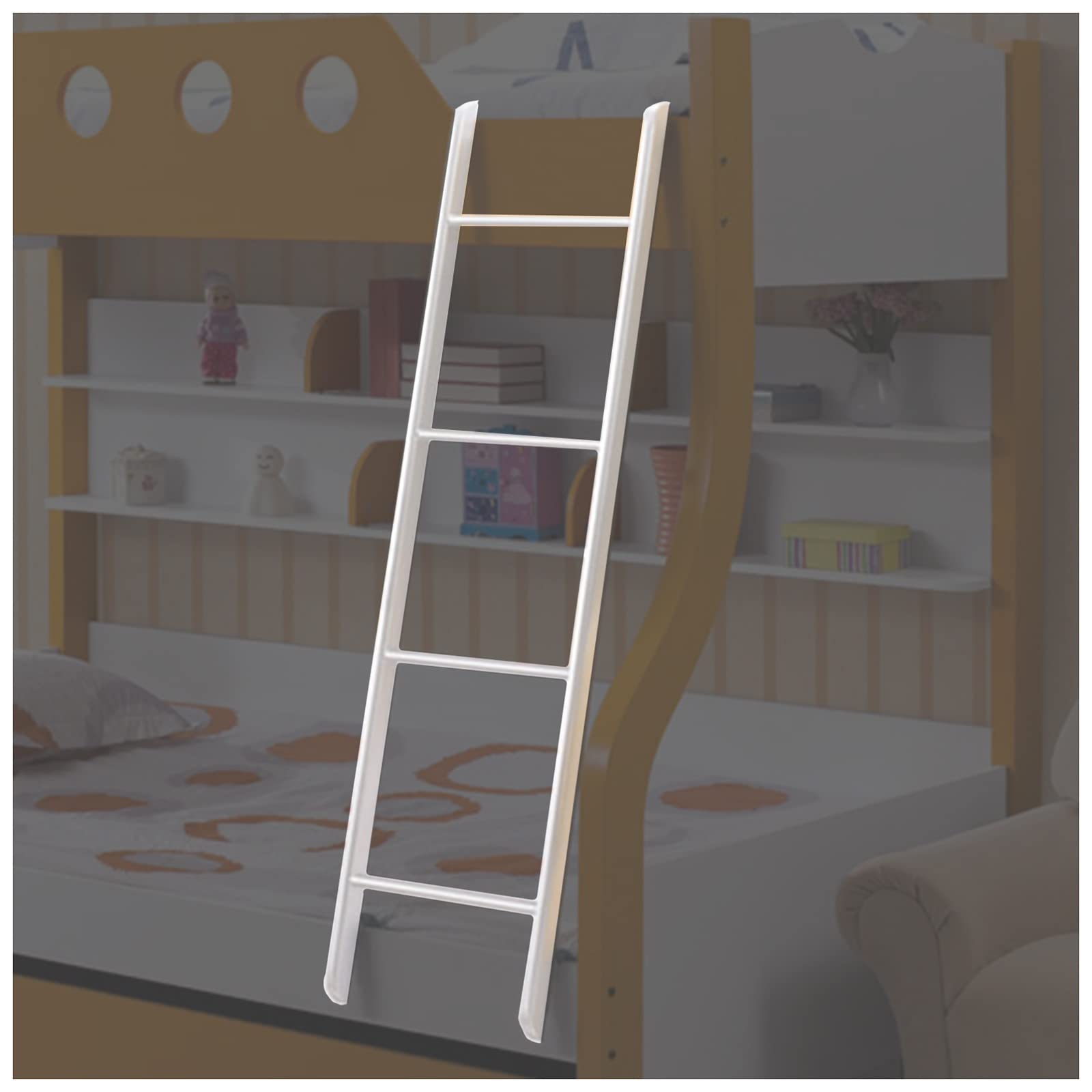 HYLYGFH White Loft Bed Ladder Bunk Bed Ladder for RV 1.4m (55.1"/4.6ft) Tall Sturdy Bed Access Step Perfect for Kids & Adults SpaceSaving Design