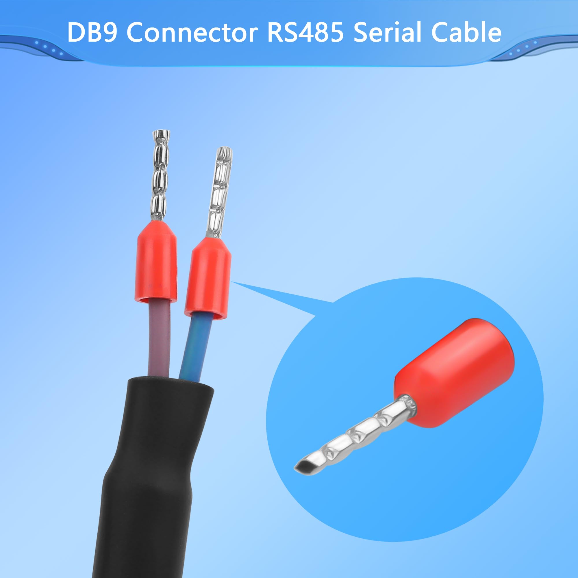 CERRXIAN kabel szeregowy DB9-RS485, 22AWG z wtyką DB9 do nagiego końca z 2 zaciskami podłączeniowymi, 38 styków wtyku do komunikacji RS485, przewód sterujący przemysłowy – 1 m/3,3 ft
