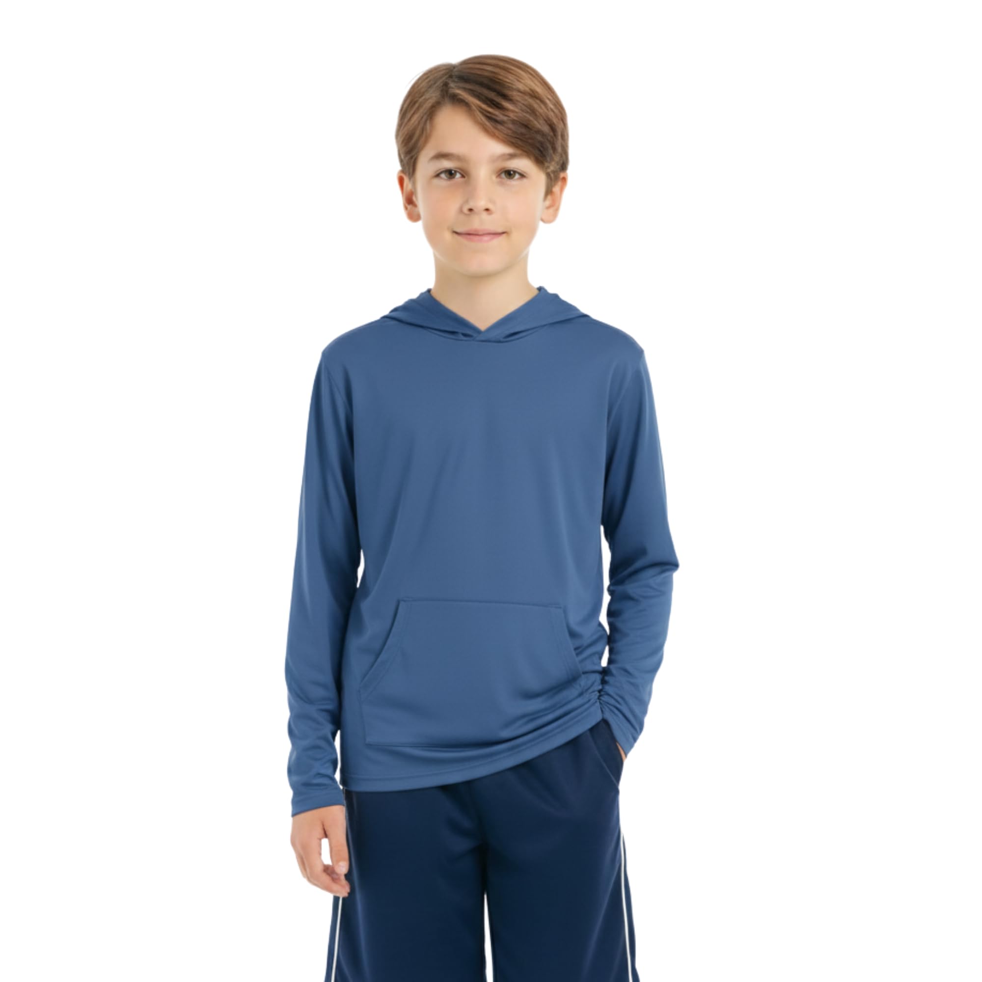 INGEAR Boys' Rash Guard Long Sleeve UPF 50+ UV Protection Swim Shirt, Hooded Sun Shirt, Quick Dry Fishing Shirt for Kids