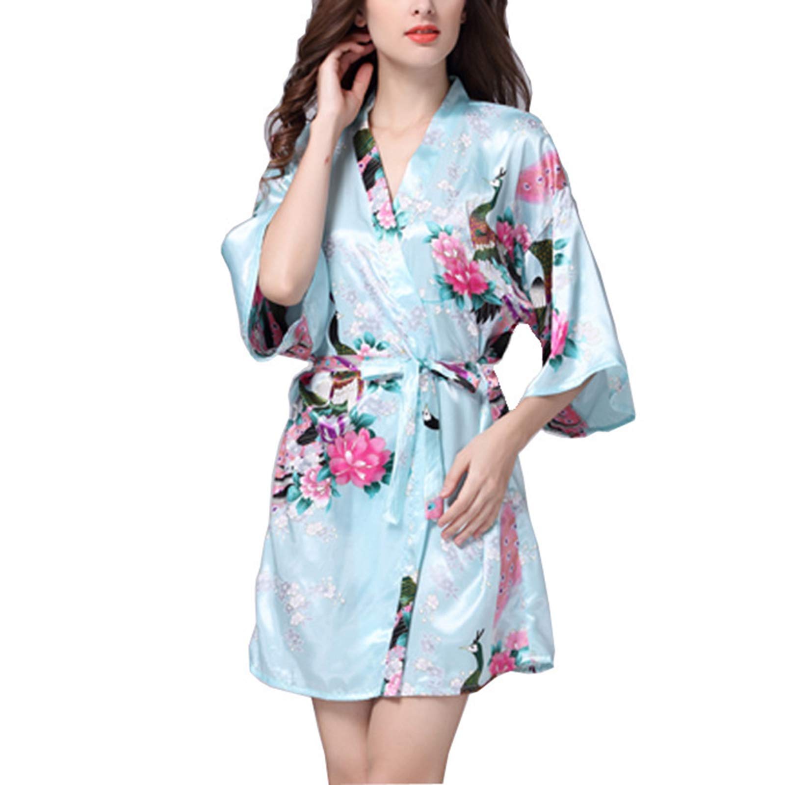 Chemise Nuit Imprimée Ample pour Vos Matins Doux en Peignoir Maison Bleu 1XL