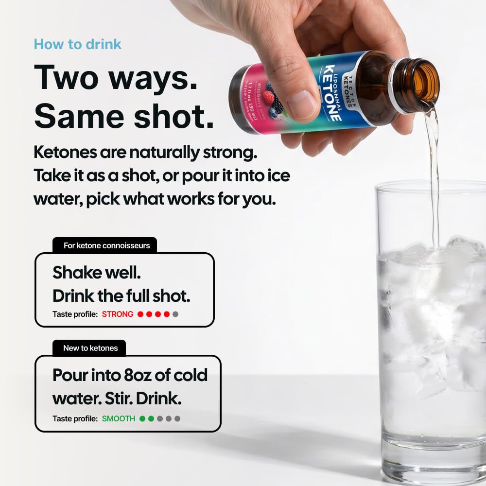 Tecton Ketones - Bioidentical Exogenous Ketones Supplement, D-BHB Focus & Clarity Endurance Training Shots - Clean Energy Shot with Electrolytes for Hydration + 10g Ketone, Caffeine Free, 8ct Berry — Amazon image 7
