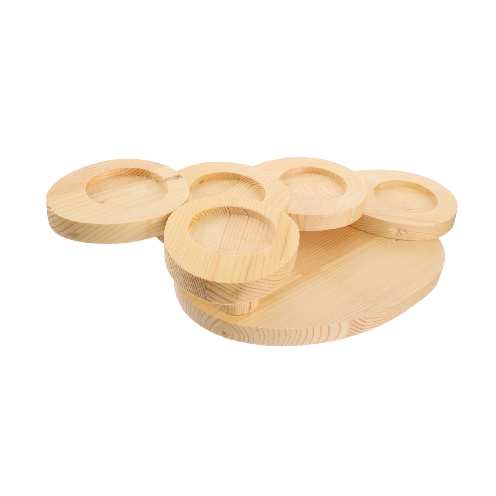 Cabilock Bandeja de Madera para Servir Sushi Diseño Escalera de Cinco Niveles, Soporte Decorativo y Funcional para Exhibir Aperitivos y Postres en Restaurantes