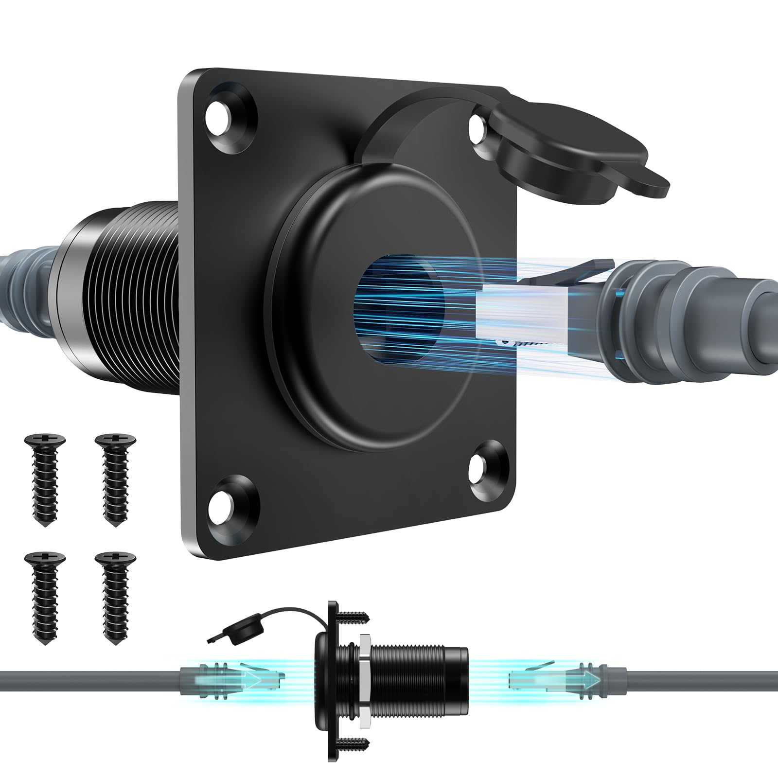 Prise murale RJ45 étanche pour Starlink Gen3/Mini, Ethernet CAT6 femelle vers femelle en aluminium, connecteur de panneau étanche IP68 pour camping-car, remorque hors réseau