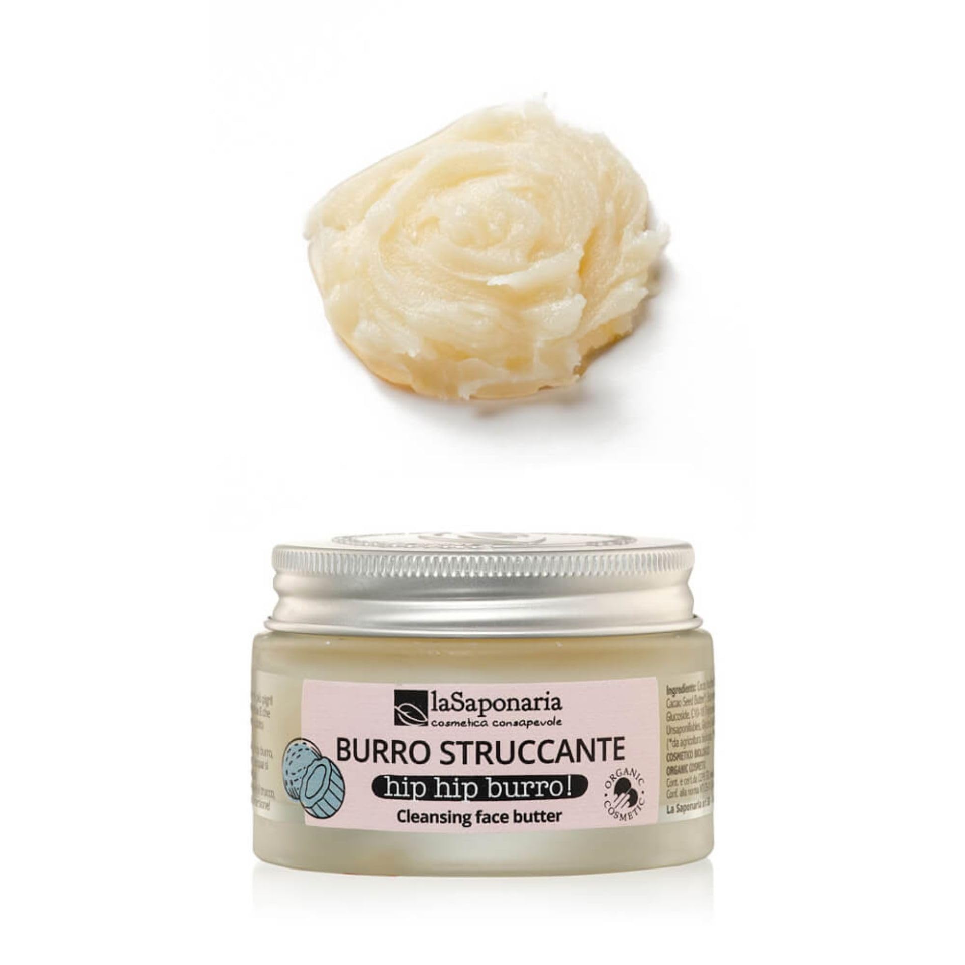 La Saponaria | Hip Hip Burro! Burro Struccante Concentrato Naturale, con Burro di Karité, Olio di Cocco e Vitamina E, Rimuove Trucco e Impurità con Delicatezza, Nutre e Protegge la Pelle, 45 ml