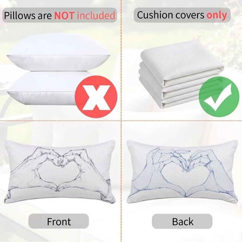 Housse coussin extérieur 40x70 blanc lin imperméable jardin - 5