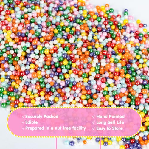 Image of Edible Rainbow Nonpareils Sprinkles,Multicolor Tiny Sugar Pearls Food Grade Decorations Toppings for DIY Baking Cakes Cupcakes Cookies Donuts Ice Cream,Birthday Baby Shower,Pride Festival,Wedding,Holiday Themed Party Dessert Supplies
