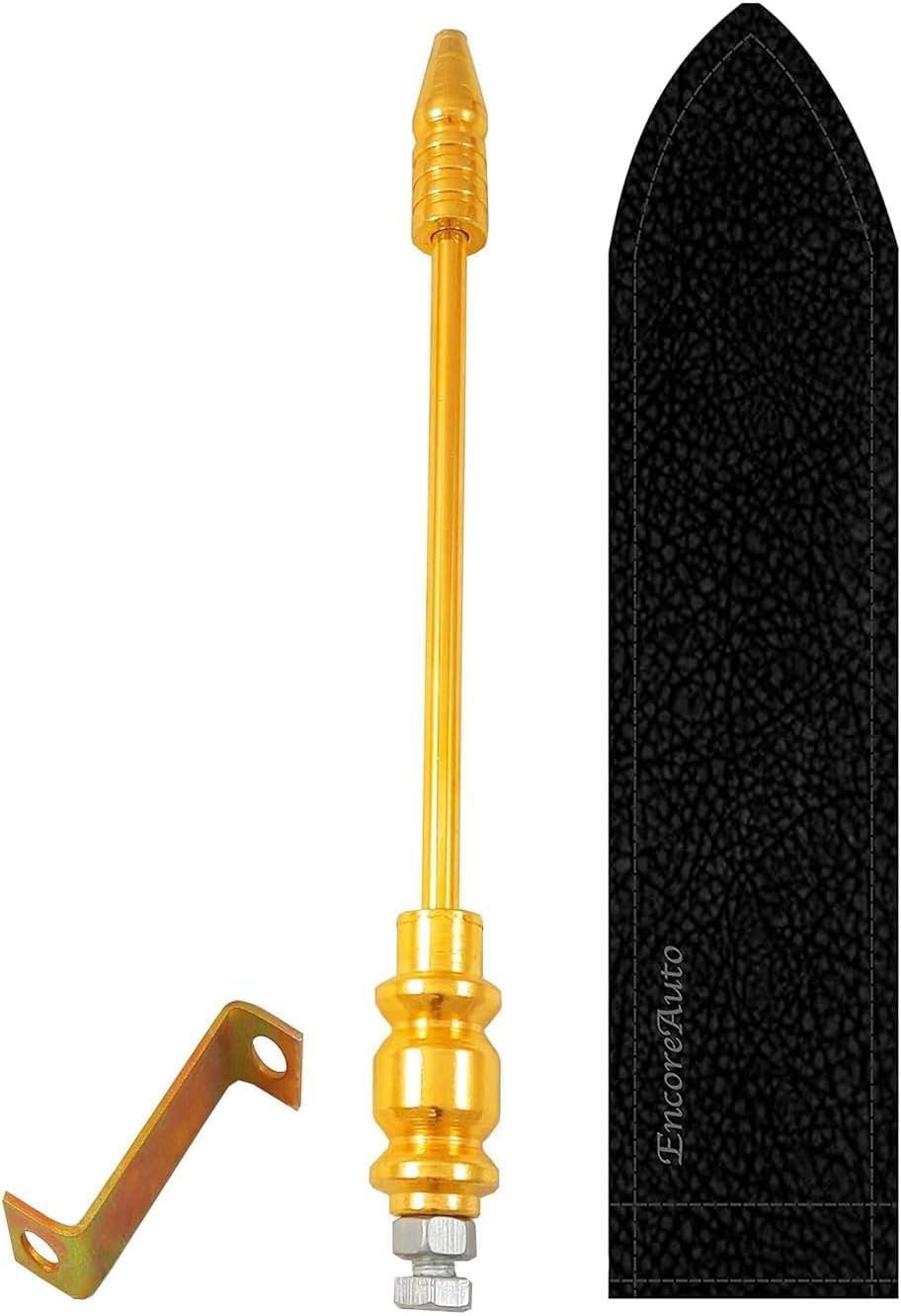 Golden Car Flag Rod with Bracket and Cover (Golden) for All Car Models/Judgement Rod/Corner Rod (Black)