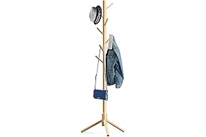 Wooden Tree Coat Rack Stand: Unconventional Coat Stand with 8 Hooks