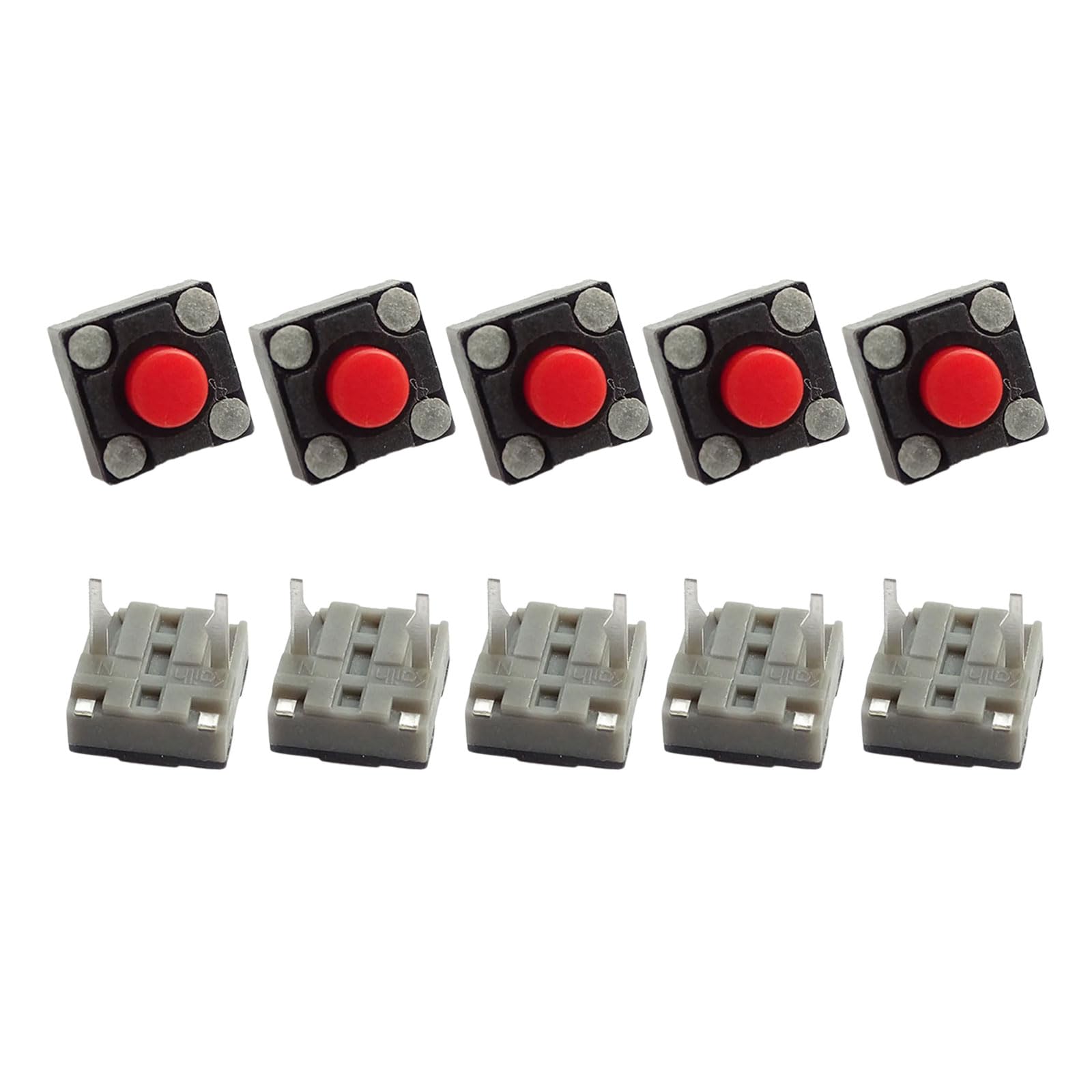 Zwwaazhf Red 10Pcs Mute Button Clicking Microswitches For Gaming Microswitch 6X6x4.3mm For Quiet Operating Microswitch