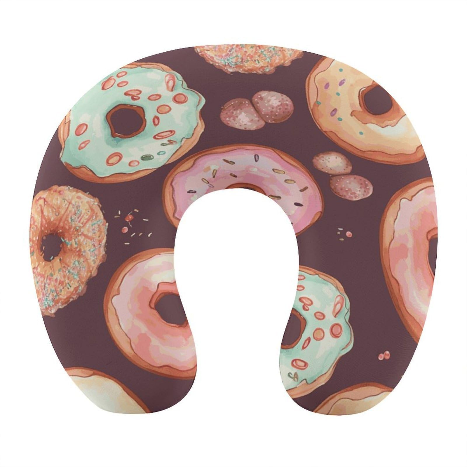 FekiLoot Pretty Donuts Travel Pillow,U Shaped Office Napping Pillow Support Neck and Head Comfortable Travel Neck Pillow U Shape Sleeping Essentials for Long Haul Flights