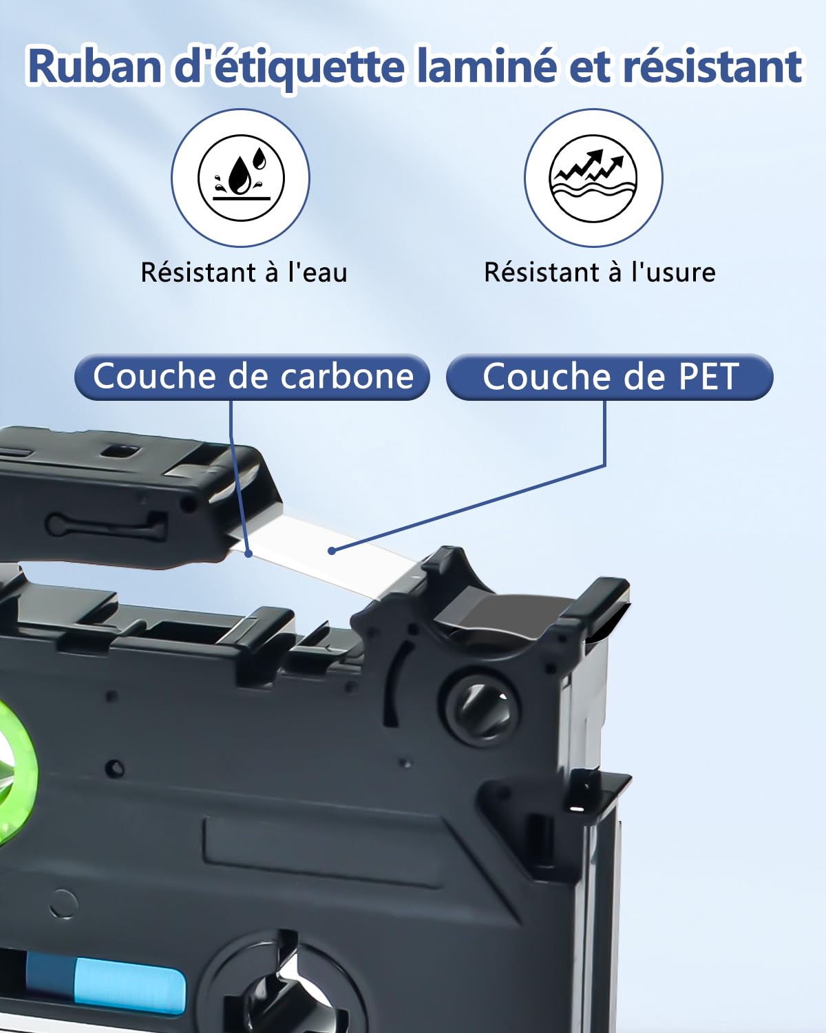 Cruxer Lot de 200 Compatible TZE-315 pour P-touch Blanc sur Noir 6 mm