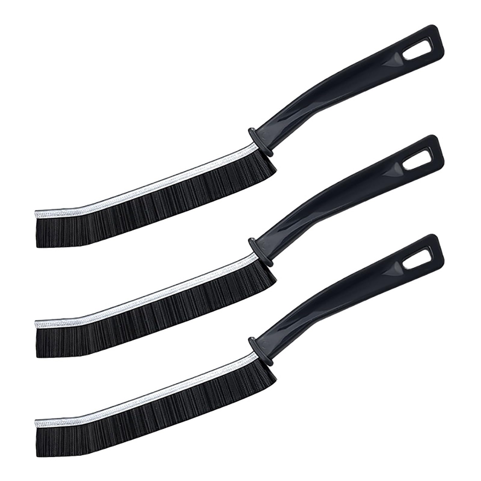 Hoomall 3PCS Bathroom Crevice Gaps Cleaning Brush Multi-Purpose Alloy/Plastic Cleaning Brush Hand-Held Window Track Cleaning Brushes Long Slit Brush for Kitchen Tile Window Sink(Alloy Black)