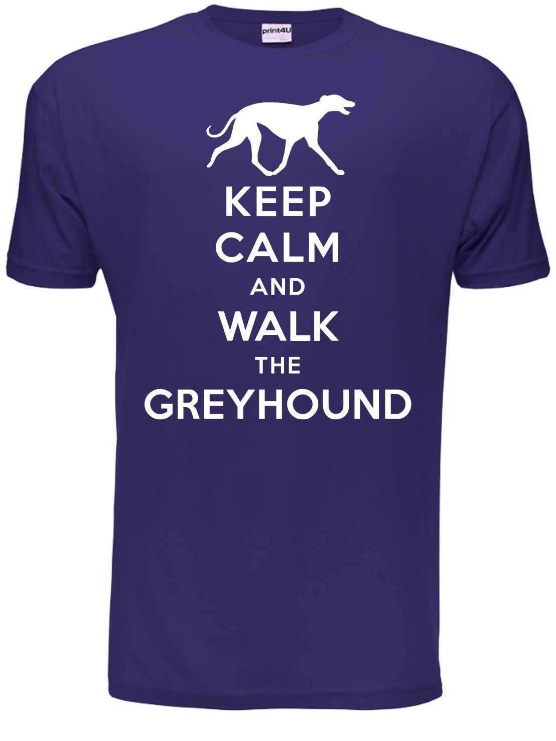 Print4u Men's Purple Keep Calm Walk Greyhound Dog Lovers Gift T-Shirt Large