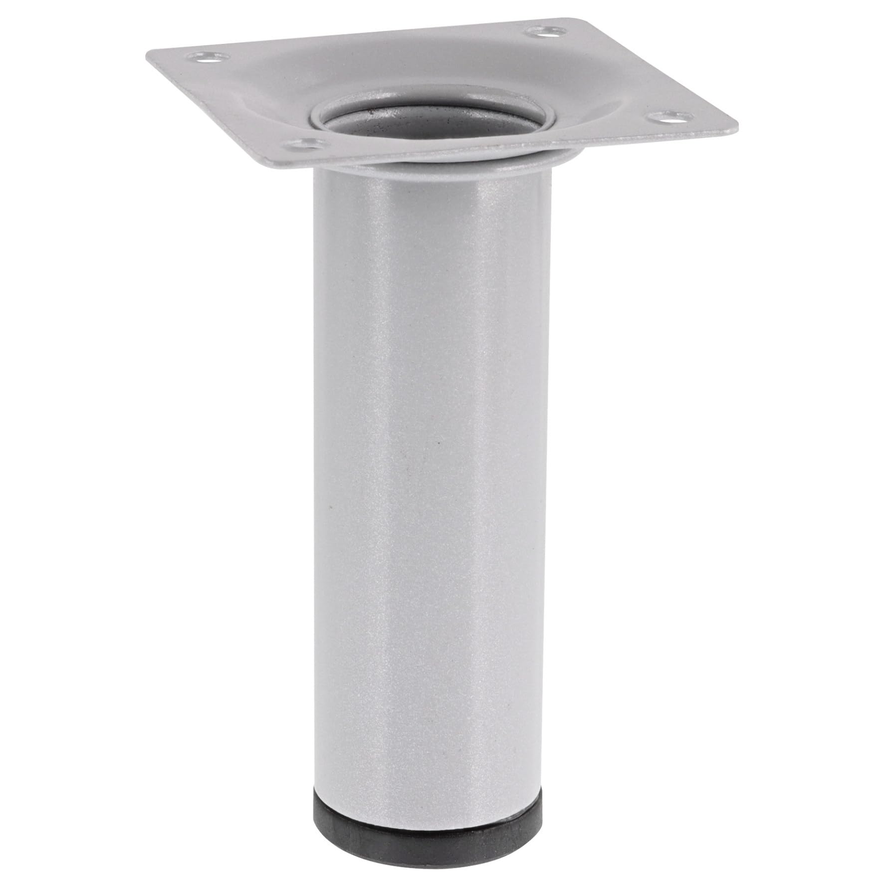 WAGNER Classic Retro 12121001 Furniture Leg/Table Leg/Furniture Foot Diameter 30 x 100 mm Integrated Screw-On Plate 60 x 60 mm Internal Thread Diameter 10 mm Powder-Coated Steel Aluminium Silver
