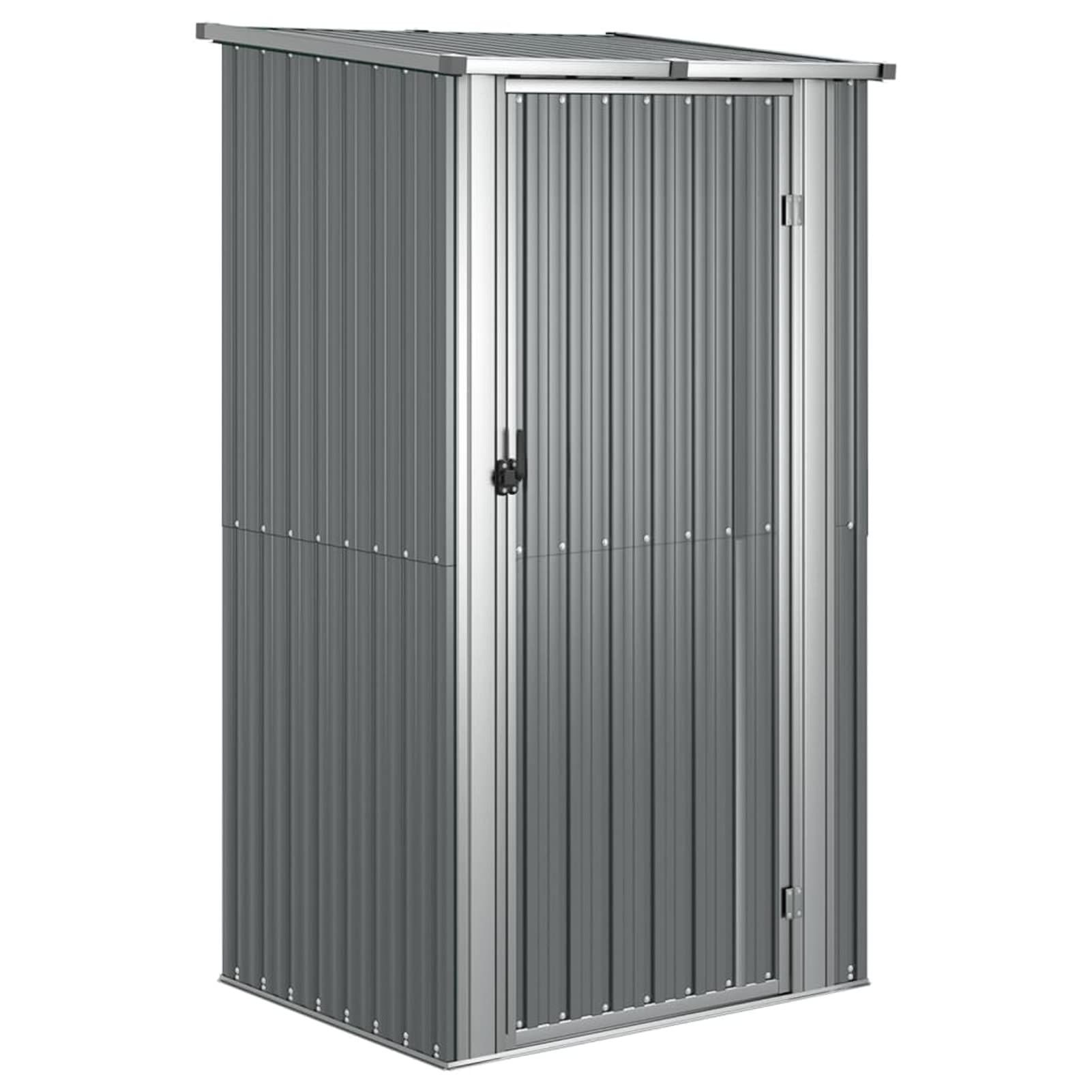 Gecheer Casetta per giardino in acciaio zincato, grigio, 118,5 x 97 x 209,5 cm, utensili in acciaio, cassetta degli attrezzi