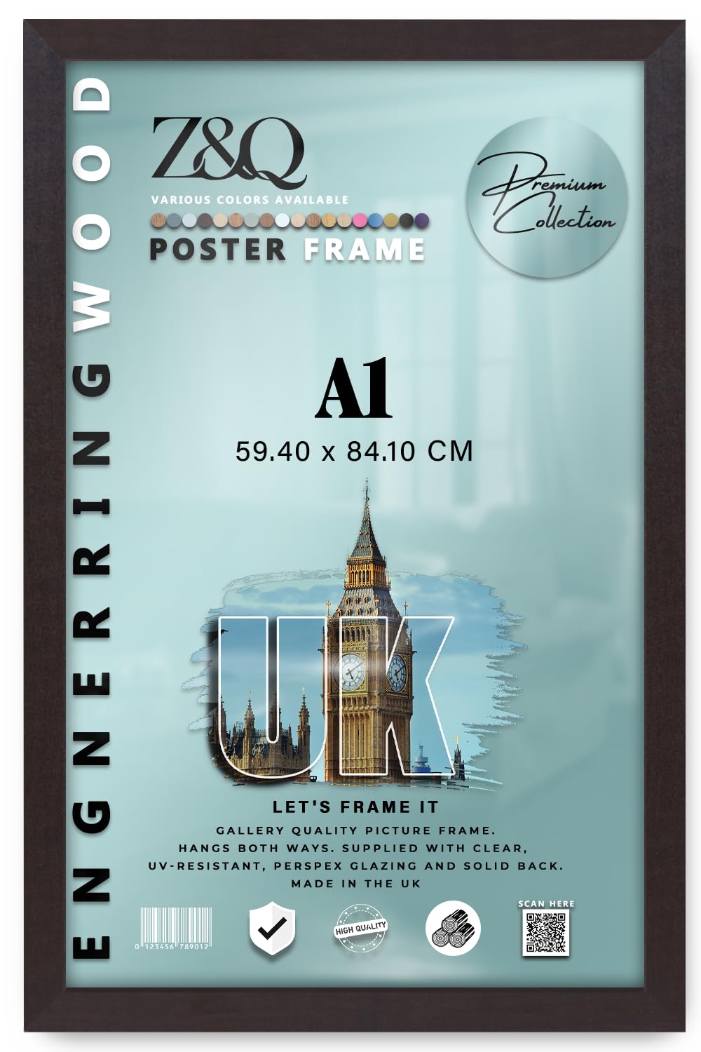 Z&Q | Classic MDF Picture Frame A1 (59.40 x 84.10 CM) Premium Wall-Mounted Display, Rich Wood Finish 23" x 33" Sturdy Hanging Frame [ Mahogany ] — image 1