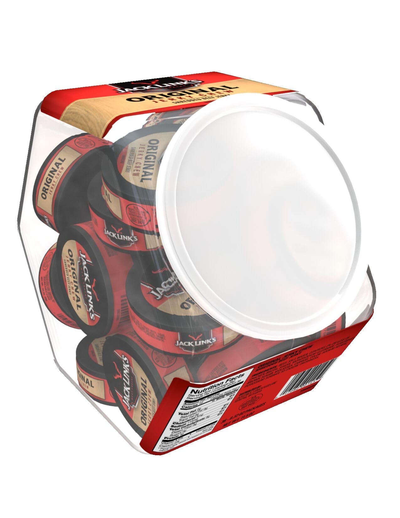 Beef Jerky Chew, Original Flavor Meat Snack, Shredded Beef Jerky, Made with 100% Beef, 0.32 Oz Per Snack Tin, 11.52 Oz Total (Pack of 36)