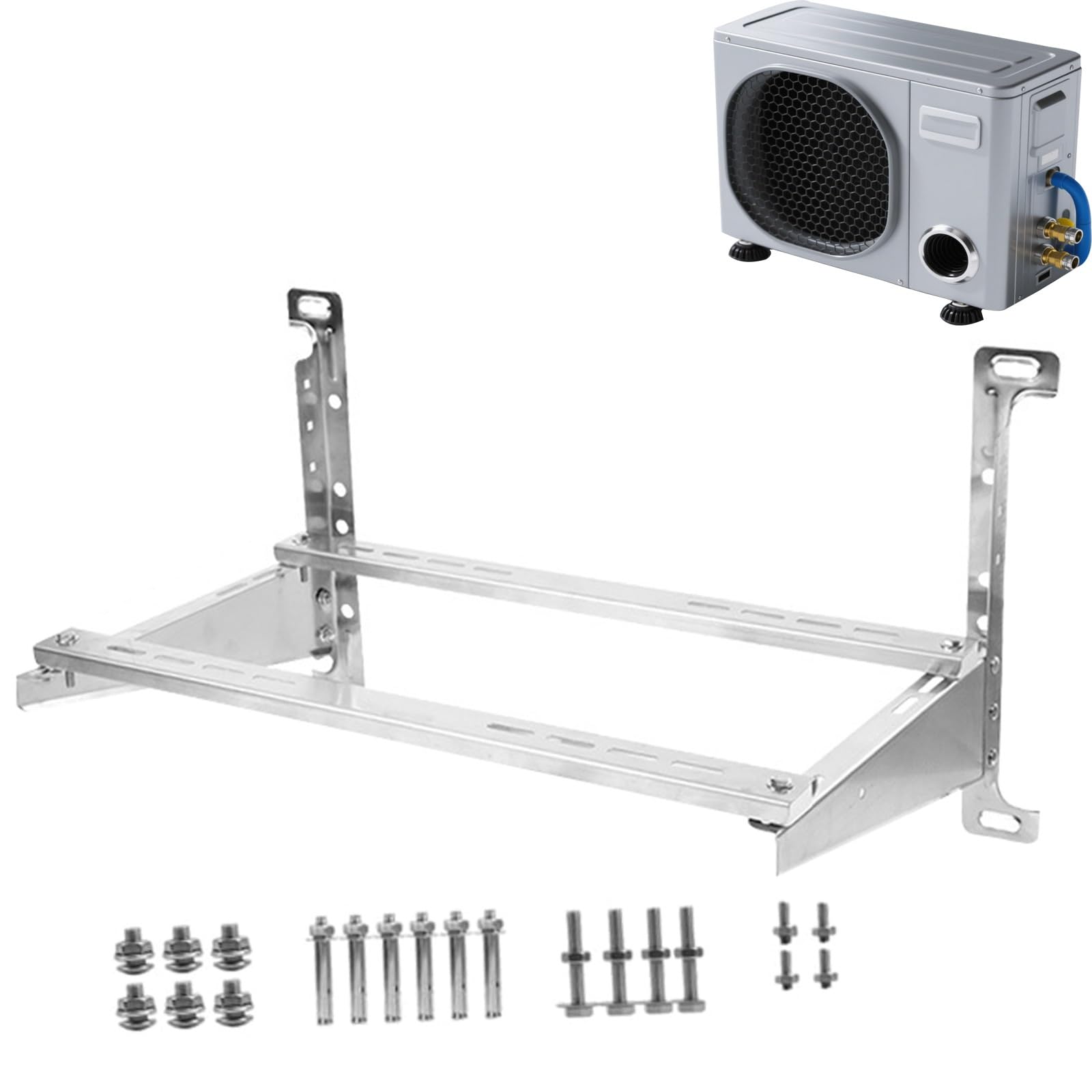 Staffe Condizionatore Esterno, Robusta Staffe Condizionatore in Acciaio Inox, Supporta Fino a 250 Kg, Piedini Condizionatore Esterno 2,6 e 10,5 KW(95x47x55cm/37x18x22in)