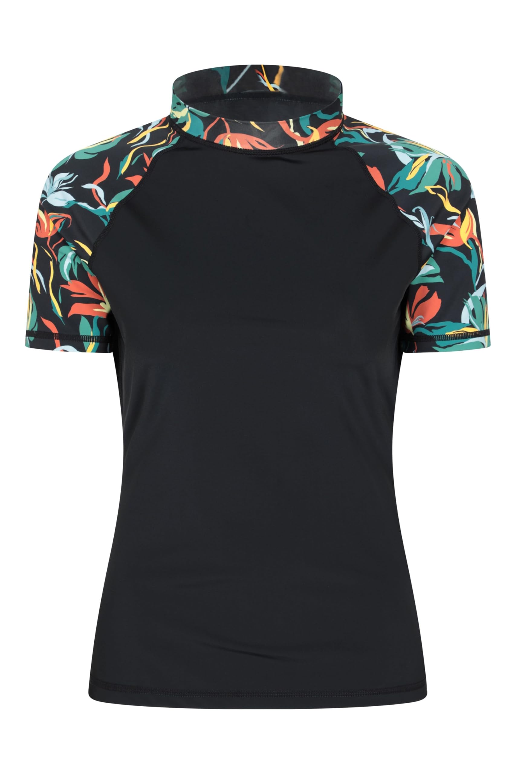 Mountain Warehouse Womens Patterned Rash Vest - UPF50+ Sun Protection, Rash Guard, Quick Drying, Flat Seams Swimwear, Stretch Top- for Spring Summer, Swimming Jet Black (Patterned) Women's Size 16
