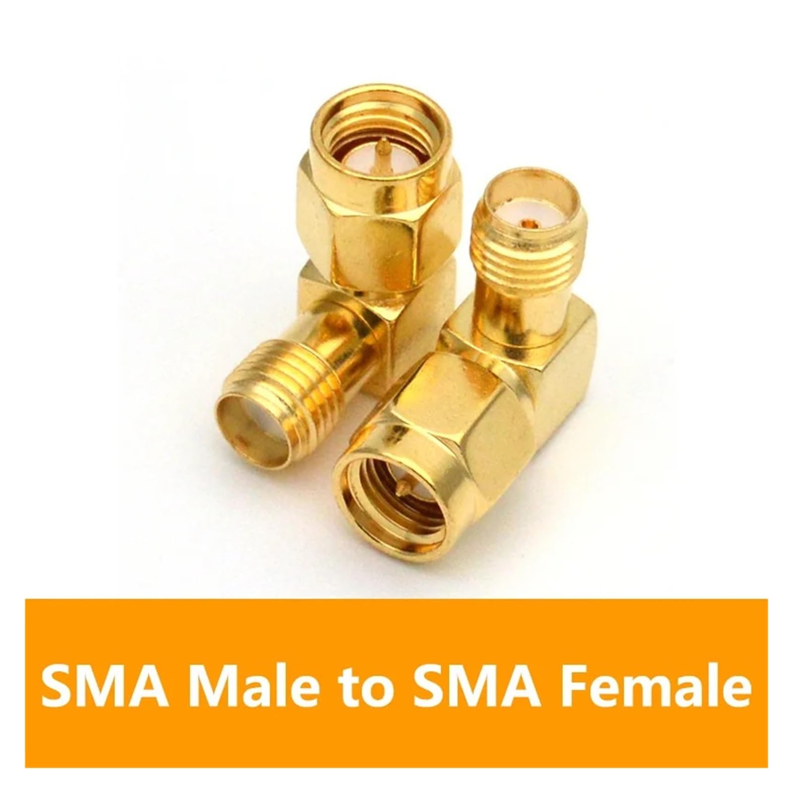 Lot de 5/10 adaptateurs coaxiaux RF SMA mâle vers femelle à angle droit à 90 degrés 50 ohms plaqué or pour extension d'antenne LTE (type 1, 5 pièces)