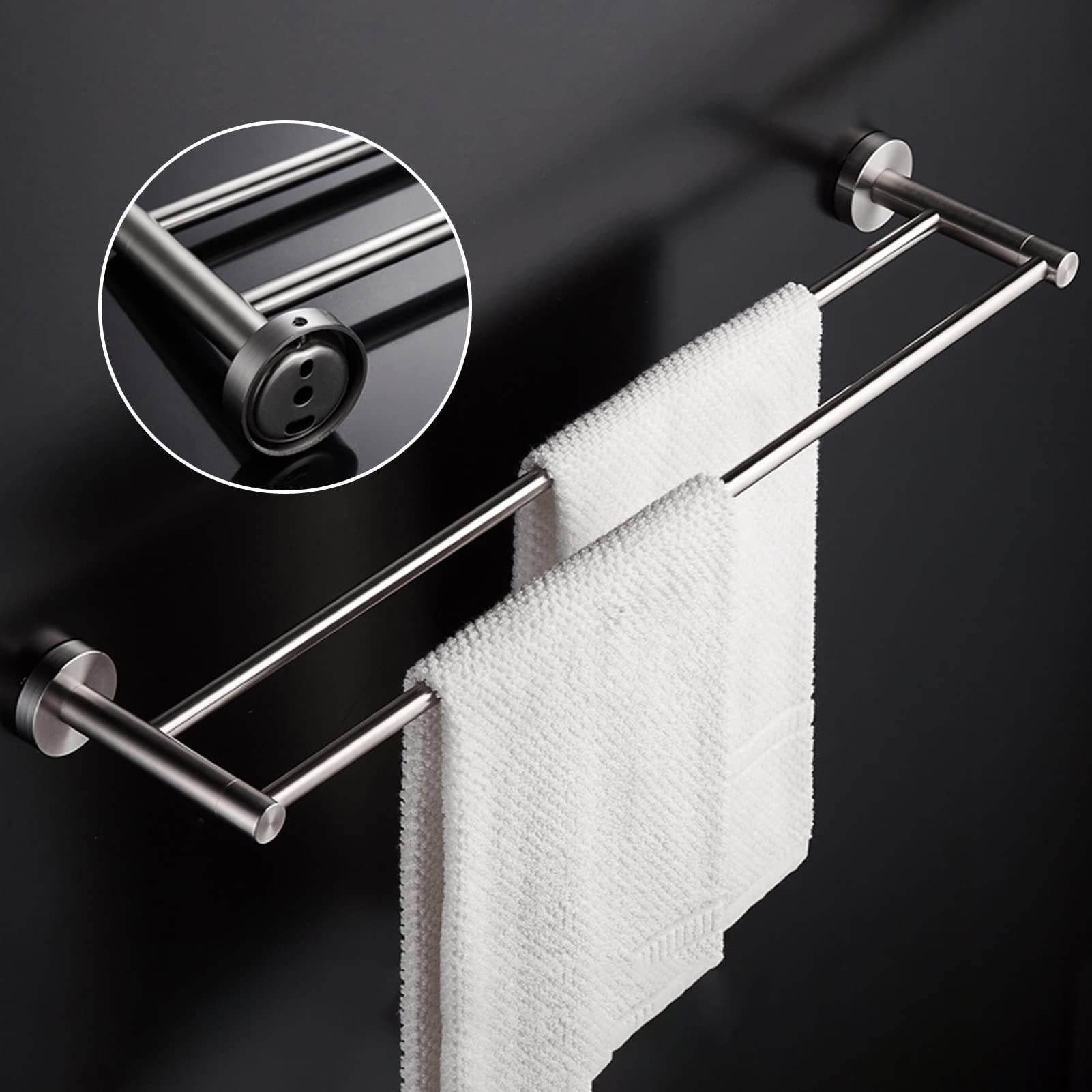 Portasciugamani da Bagno a Doppio Strato, portasciugamani a Parete, Doppio portasciugamani in Acciaio Inossidabile, portasciugamani Rotondo per Accessori da Bagno Doccia da Cucina (Dimension