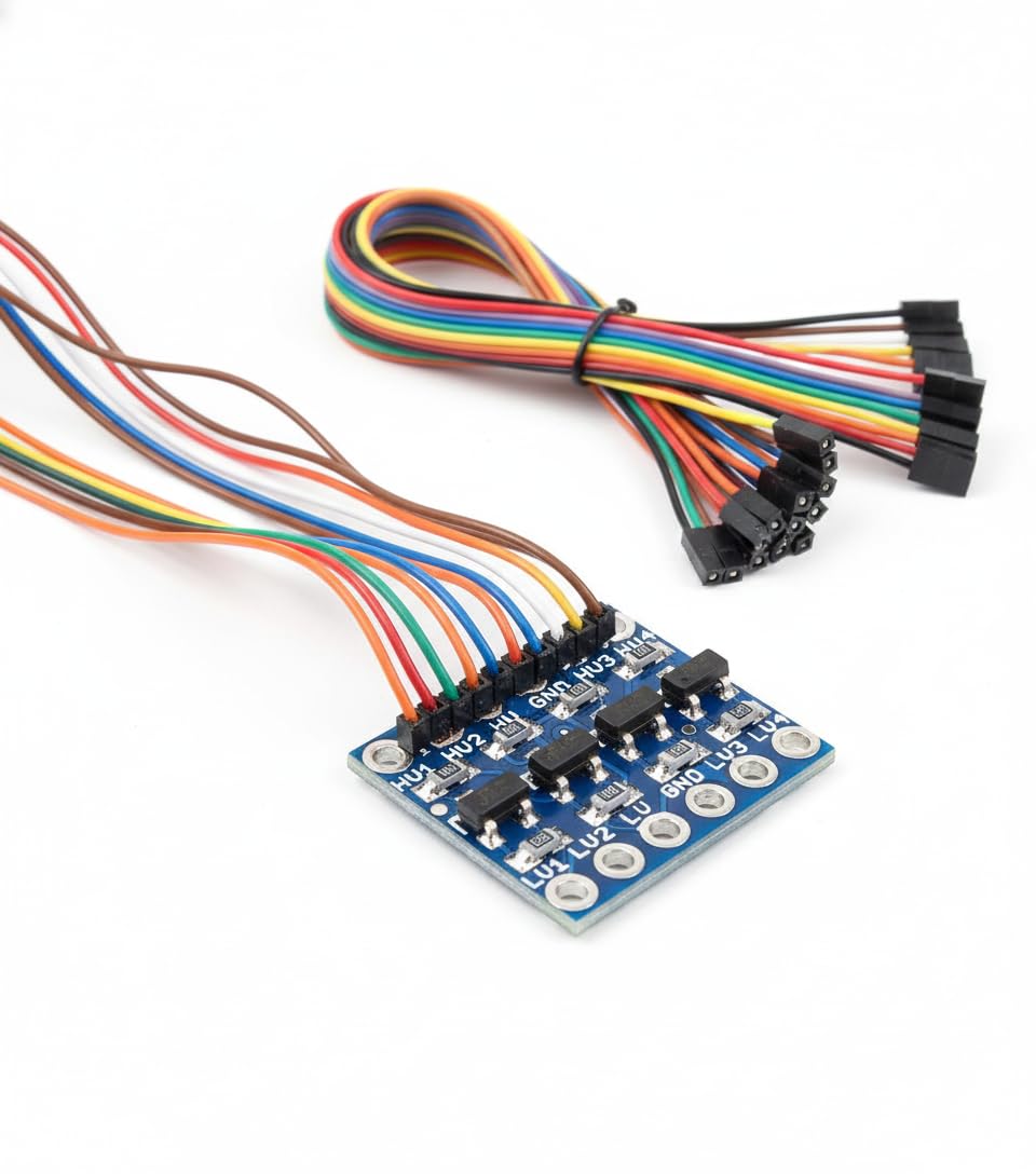 4 Channel I2C Logic Level Bi-Directional Converter Module, 5V to 3.3V IIC Voltage Level Shifter Board for Microcontroller, Sensors and IoT Projects (with jumper wires 10 peace)-image-47
